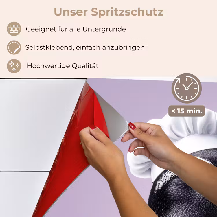 Pinguïn - Koksmuts - Lief - Paars keuken achterwand spatscherm klein -spatscherm_DE