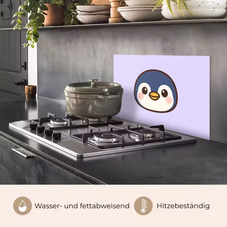 Pinguïn - Paars - Schattig keuken achterwand spatscherm klein -usp_DE