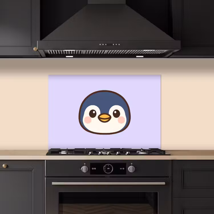 Pinguïn - Paars - Schattig keuken achterwand spatscherm klein -sfeer1