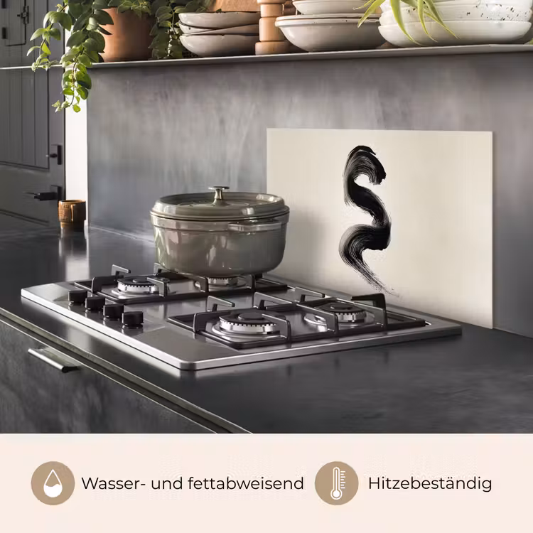 Penseelstreek - Zwart - Minimalistisch keuken achterwand spatscherm klein -usp_DE