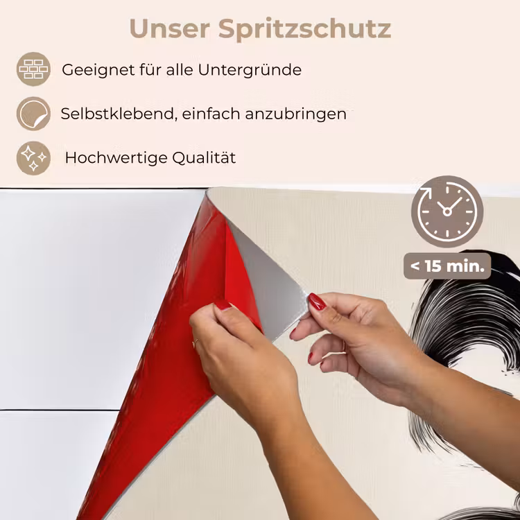 Penseelstreek - Zwart - Minimalistisch keuken achterwand spatscherm klein -spatscherm_DE