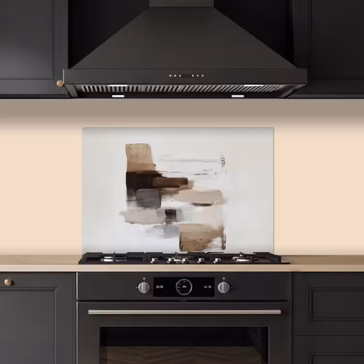 Penseelstreken - Balans - Beige - Bruin keuken achterwand spatscherm klein -sfeer1