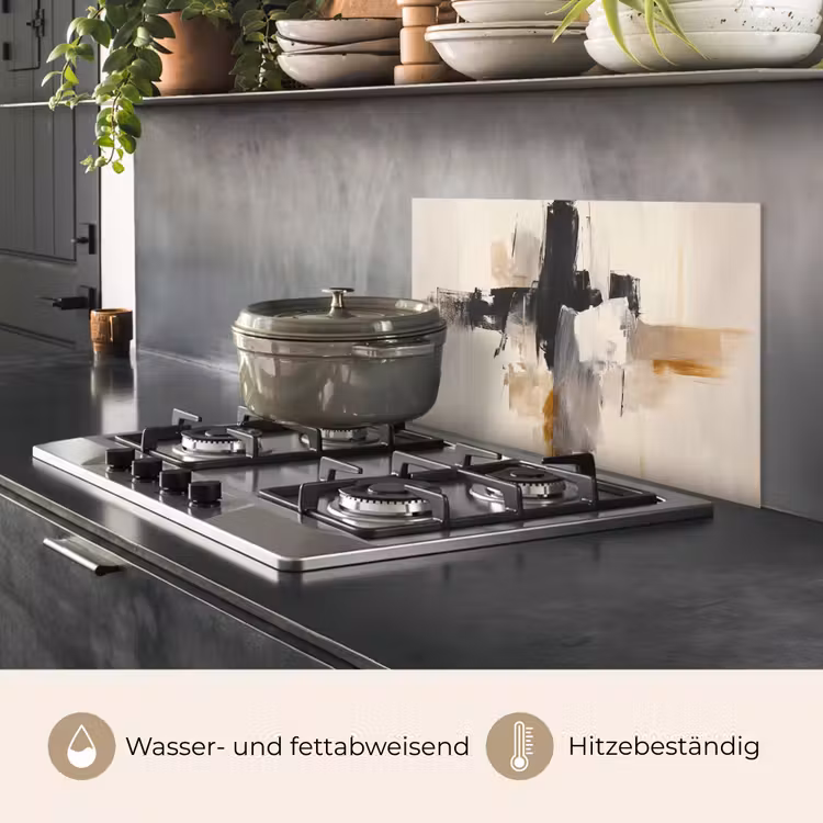 Penseelstreken - Ruw - Abstract - Beige keuken achterwand spatscherm klein -usp_DE