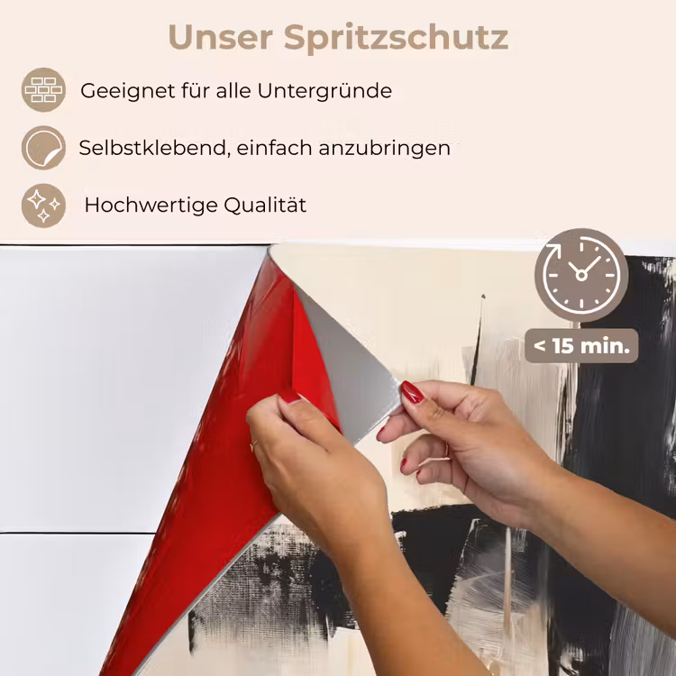 Penseelstreken - Ruw - Abstract - Beige keuken achterwand spatscherm klein -spatscherm_DE