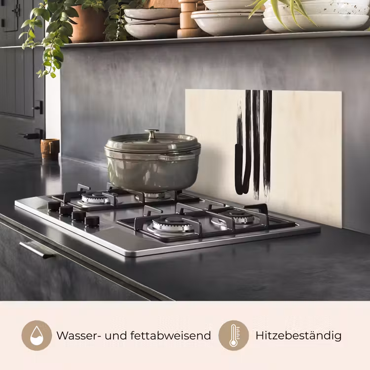 Penseelstreken - Verticaal - Zwart keuken achterwand spatscherm klein -usp_DE