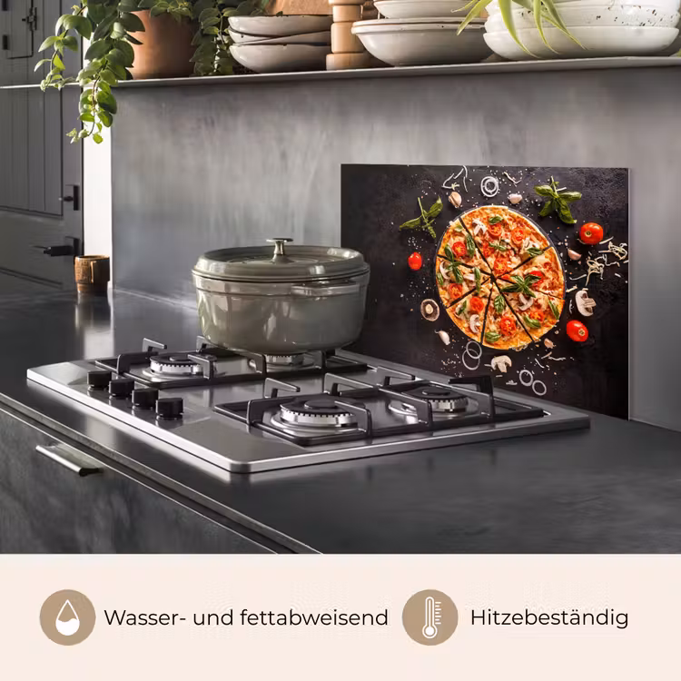Pizza - Groente - Kruiden - Keuken - Industrieel keuken achterwand spatscherm klein -usp_DE