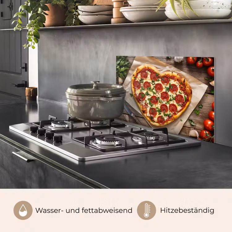 Pizza - Hart - Pepperoni - Tomaat keuken achterwand spatscherm klein -usp_DE
