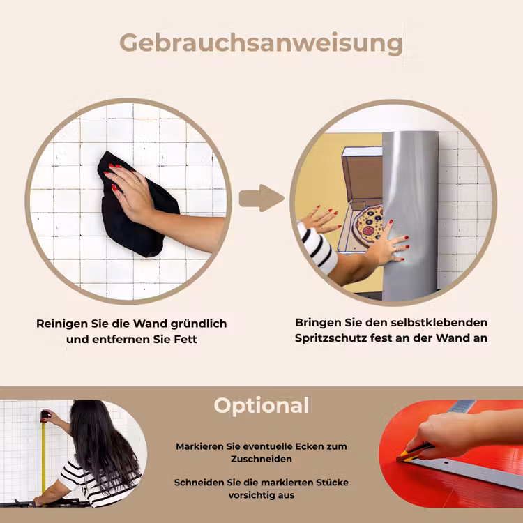 Pizza - Doos - Salami - Illustratie keuken achterwand spatscherm klein -gebruiksaanwijzing_DE