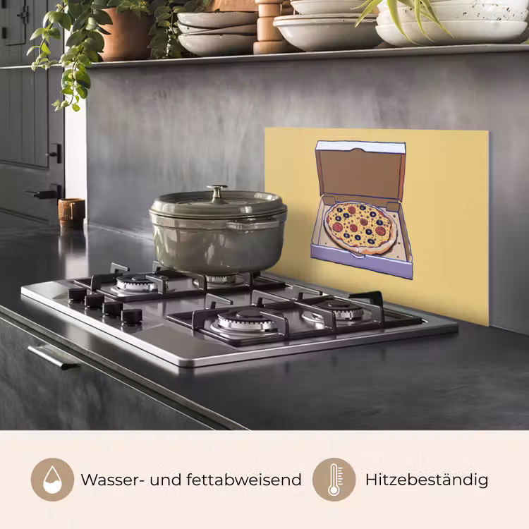 Pizza - Doos - Salami - Illustratie keuken achterwand spatscherm klein -usp_DE