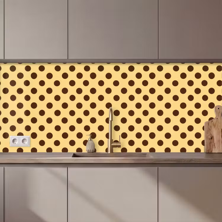 Polka Dot - Stippen - Retro - Geel - Bruin keuken achterwand 2 middel 871 zz_3dshopping