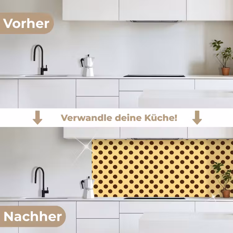 Polka Dot - Stippen - Retro - Geel - Bruin keuken achterwand 2 middel 871 -voor-na_DE