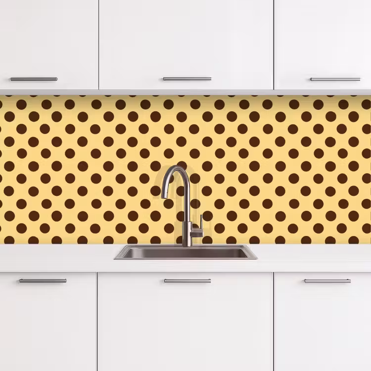 Polka Dot - Stippen - Retro - Geel - Bruin keuken achterwand 2 middel 871 -3d