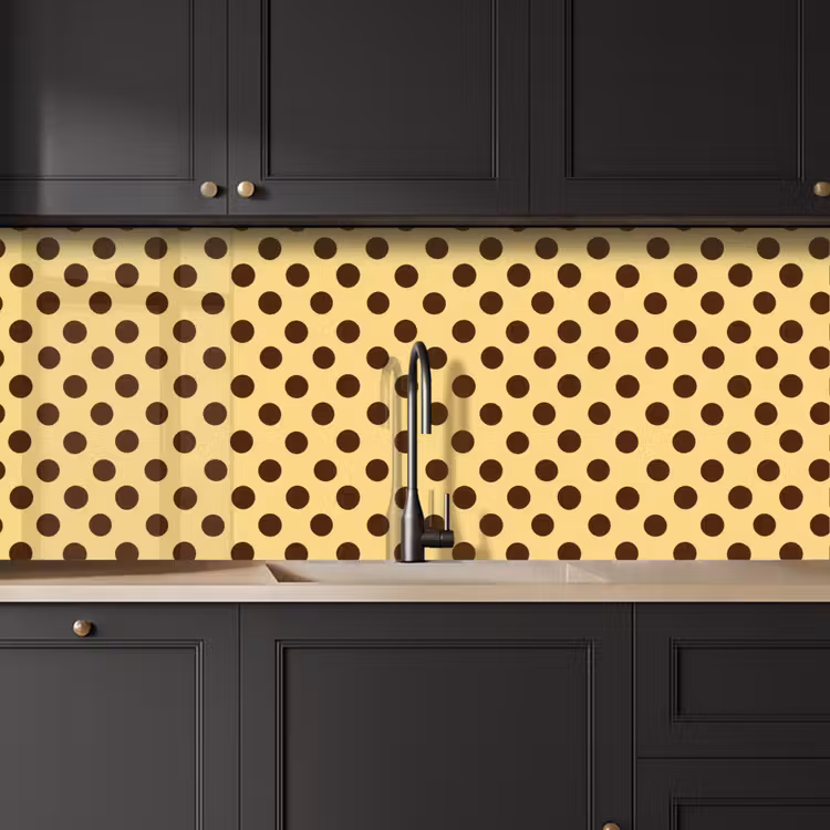 Polka Dot - Stippen - Retro - Geel - Bruin keuken achterwand 2 middel 871 -sfeer1