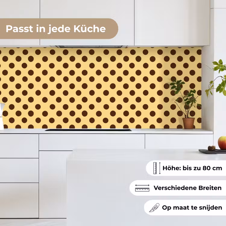 Polka Dot - Stippen - Retro - Geel - Bruin keuken achterwand 2 middel 871 -sfeer4_DE