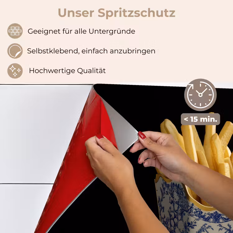 Friet - Porselein - Delfts blauw - Eten keuken achterwand spatscherm klein -spatscherm_DE