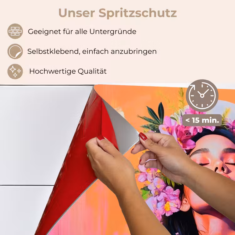 Portret - Bloemenkroon - Vrouw keuken achterwand spatscherm klein -spatscherm_DE