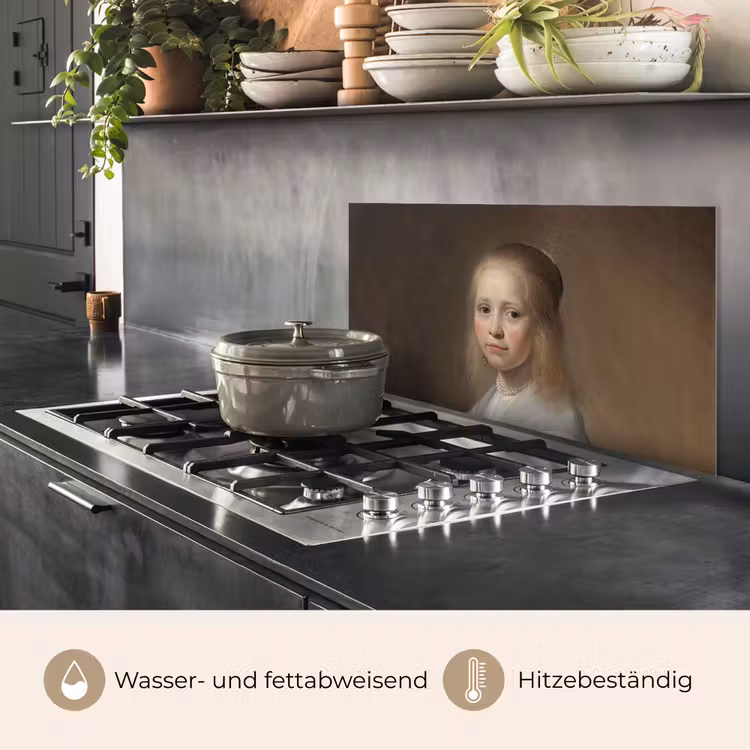 Portret van een meisje in het blauw - Schilderij van Johannes Cornelisz. Verspronck keuken achterwand spatscherm middel -usp_DE