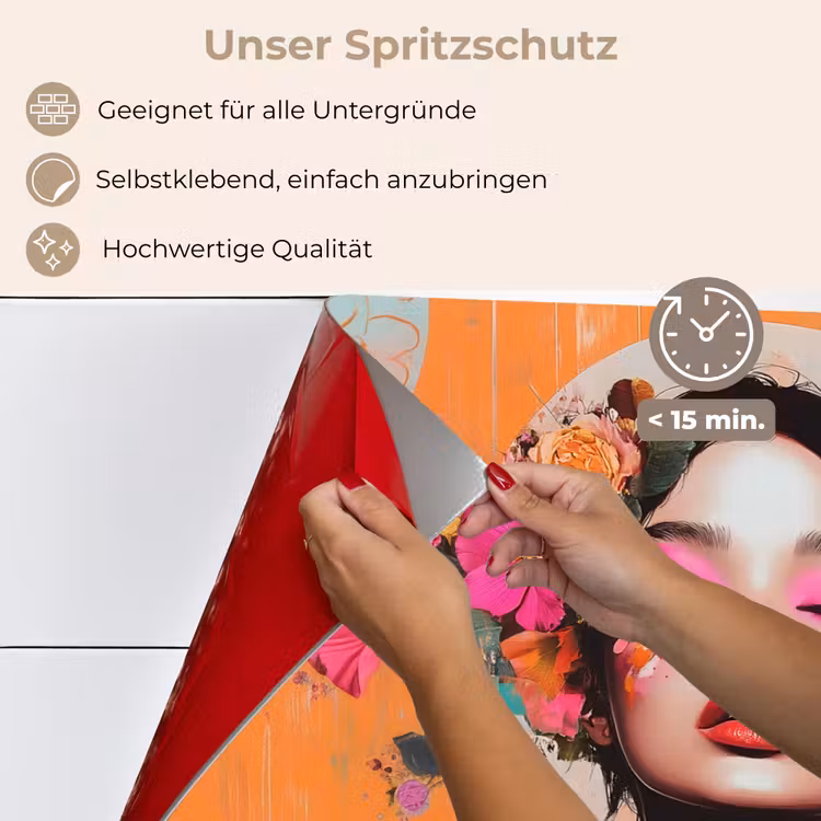 Portret - Vrouw - Abstract - Bloemen keuken achterwand spatscherm klein -spatscherm_DE
