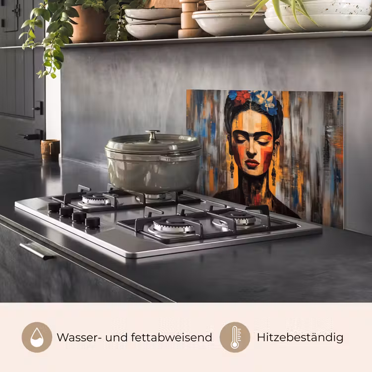 Portret - Vrouw - Bloemen keuken achterwand spatscherm klein -usp_DE