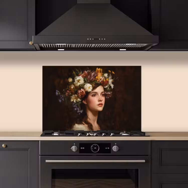 Portret - Vrouw - Bloemen keuken achterwand spatscherm klein -sfeer1