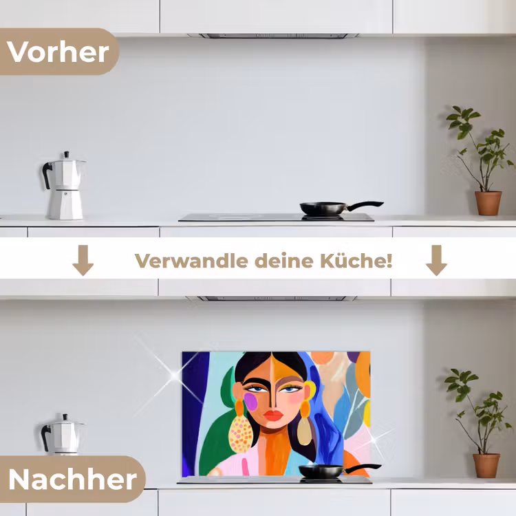 Portret - Vrouw - Modern keuken achterwand spatscherm klein -voor_na_DE