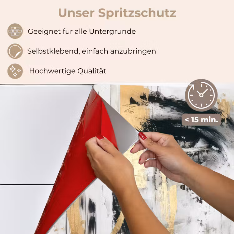Portret - Vrouw - Penseelstreken - Goud keuken achterwand spatscherm klein -spatscherm_DE