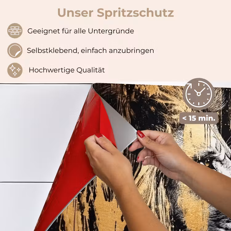 Portret - Leeuw - Abstract - Goud keuken achterwand spatscherm klein -spatscherm_DE