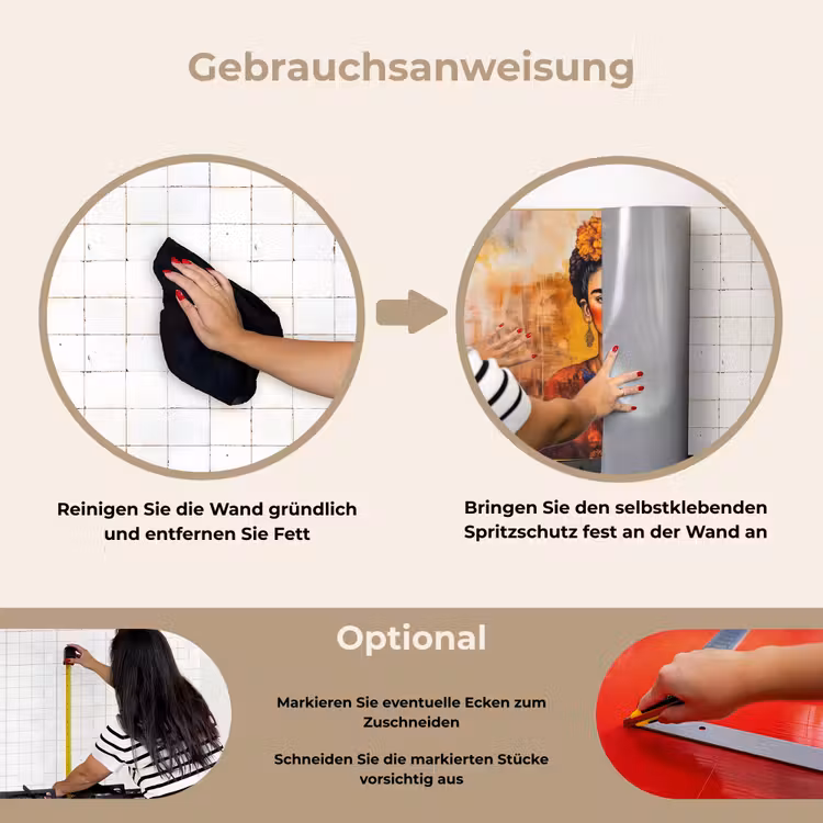 Portret - Sieraden - Schilderachtig keuken achterwand spatscherm klein -gebruiksaanwijzing_DE