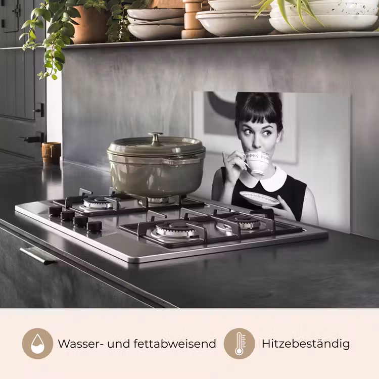 Portret - Thee - Vrouw keuken achterwand spatscherm klein -usp_DE