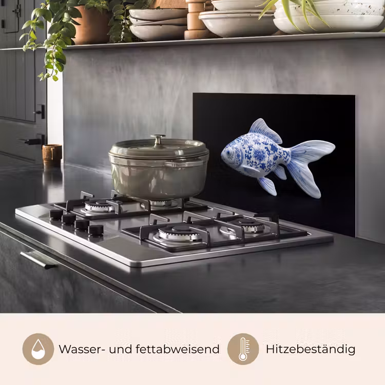 Porselein - Goudvis - Delfts - Blauw keuken achterwand spatscherm klein -usp_DE