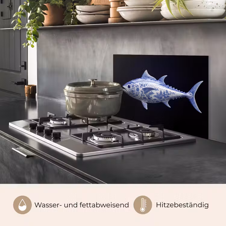 Porselein - Tonijn - Delfts - Blauw keuken achterwand spatscherm klein -usp_DE
