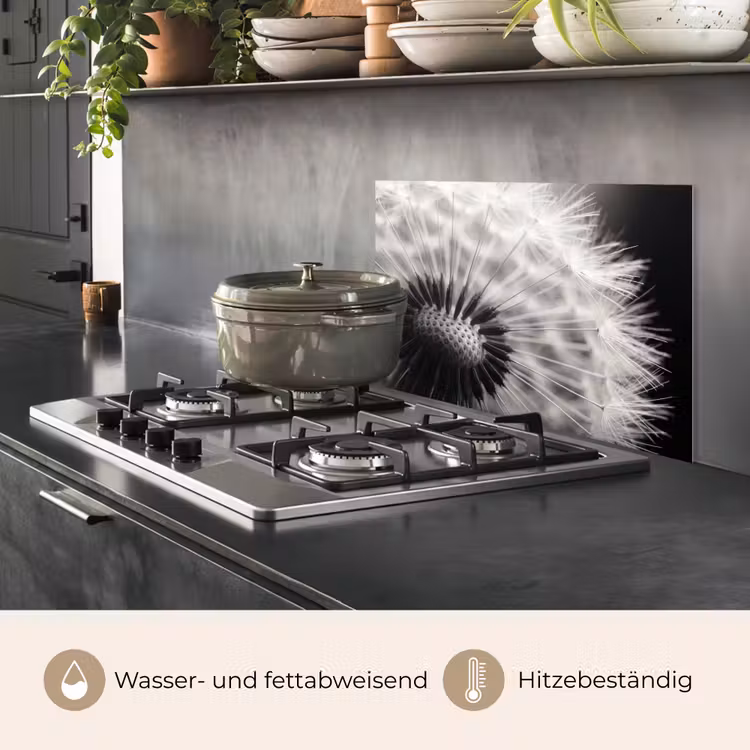 Paardenbloem - Zwart - Wit keuken achterwand spatscherm klein -usp_DE