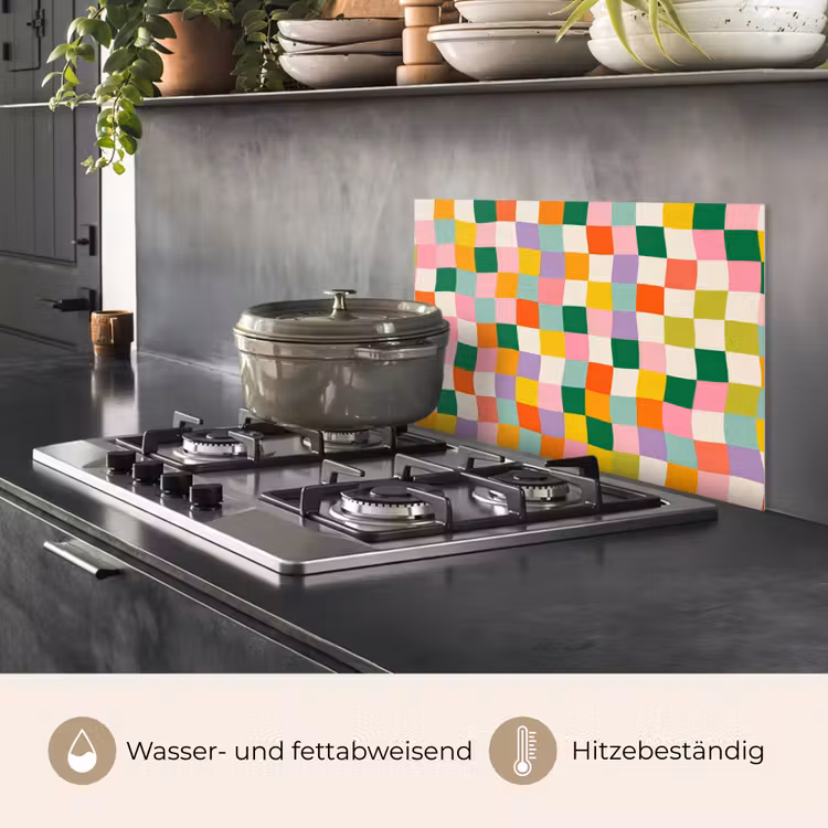 Vierkanten - Kleurrijk - Golvend keuken achterwand spatscherm klein -usp_DE