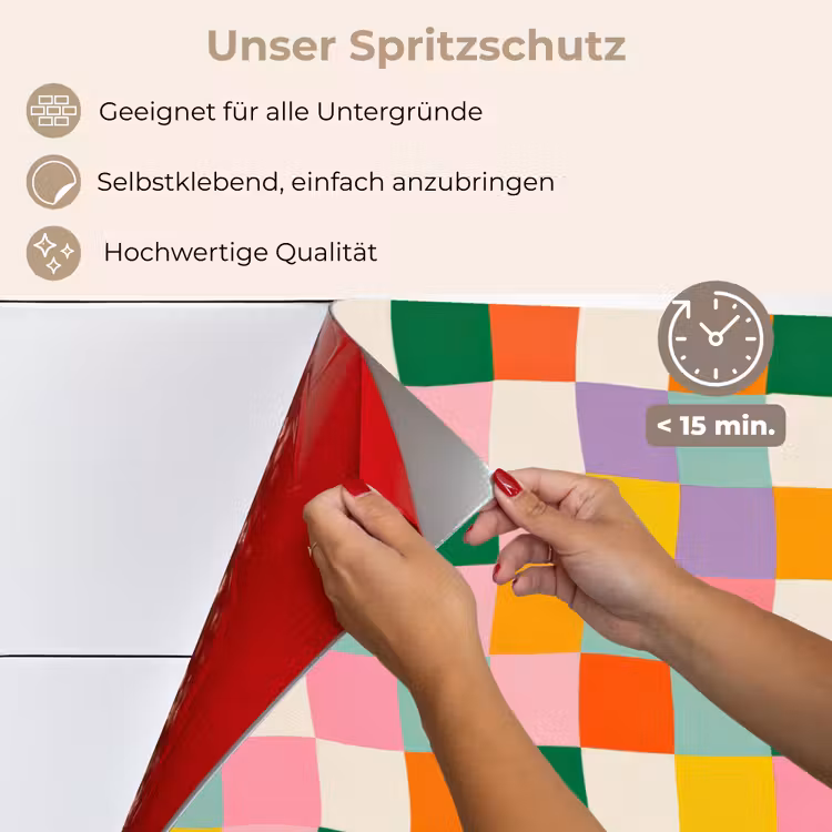 Vierkanten - Kleurrijk - Golvend keuken achterwand spatscherm klein -spatscherm_DE