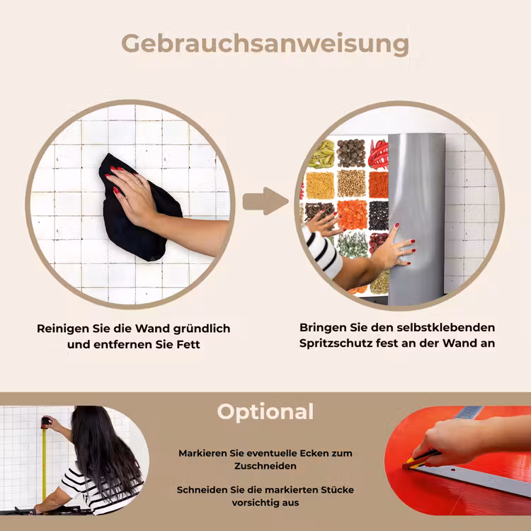 Vierkanten - Specerijen - Kruiden - Grafisch keuken achterwand spatscherm klein -gebruiksaanwijzing_DE