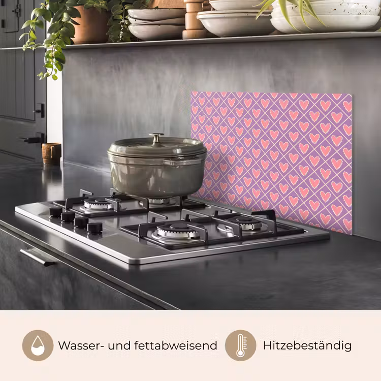 Ruit - Patroon - Paars - Hartjes keuken achterwand spatscherm klein 900 -usp_DE