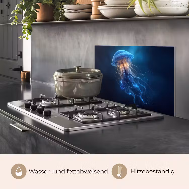 Kwal - Lichtgevend - Tentakels - Blauw keuken achterwand spatscherm klein -usp_DE