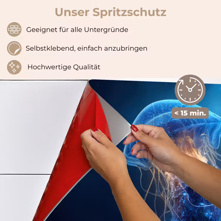 Kwal - Lichtgevend - Tentakels - Blauw keuken achterwand spatscherm klein -spatscherm_DE