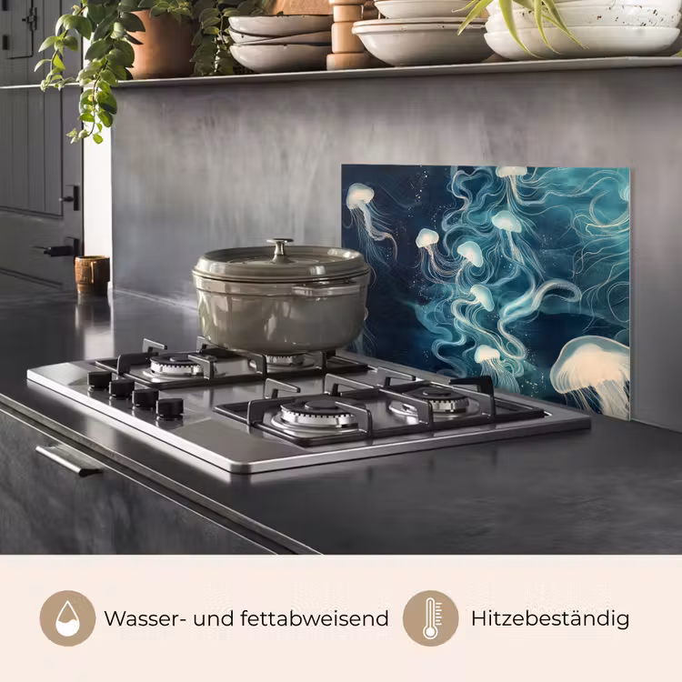 Kwallen - Zee - Wit - Golven keuken achterwand spatscherm klein -usp_DE