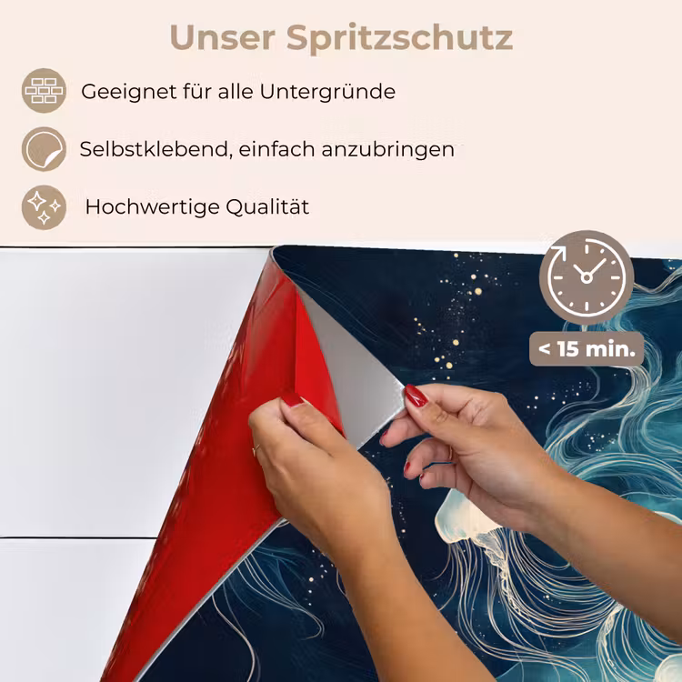 Kwallen - Zee - Wit - Golven keuken achterwand spatscherm klein -spatscherm_DE