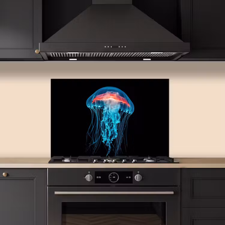 Kwal - Tentakels - Blauw - Licht keuken achterwand spatscherm klein -sfeer1