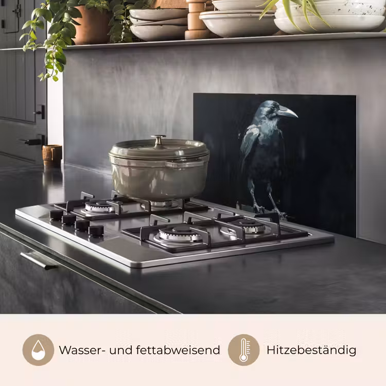 Raaf - Vogels - Zwart keuken achterwand spatscherm klein -usp_DE