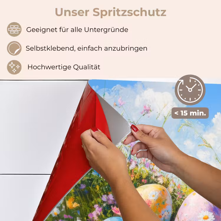Grasveld - Eieren - Bloemen keuken achterwand spatscherm klein -spatscherm_DE