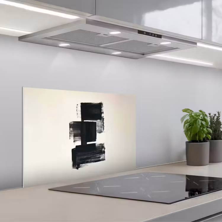 Rechthoeken - Penseelstreken - Abstract - Zwart keuken achterwand spatscherm klein -3d_schuin