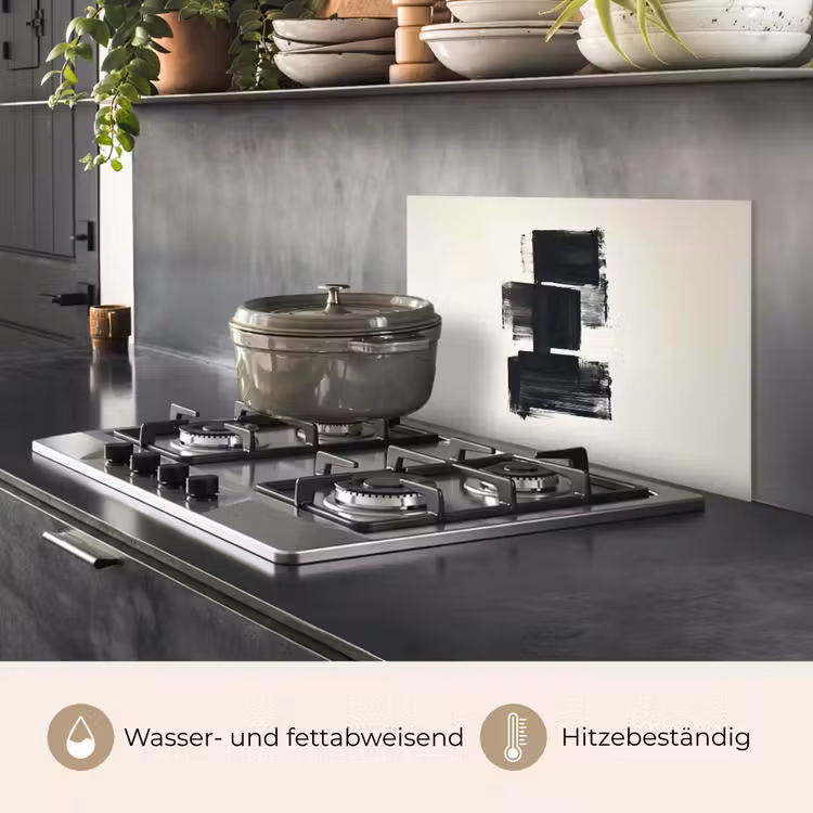 Rechthoeken - Penseelstreken - Abstract - Zwart keuken achterwand spatscherm klein -usp_DE