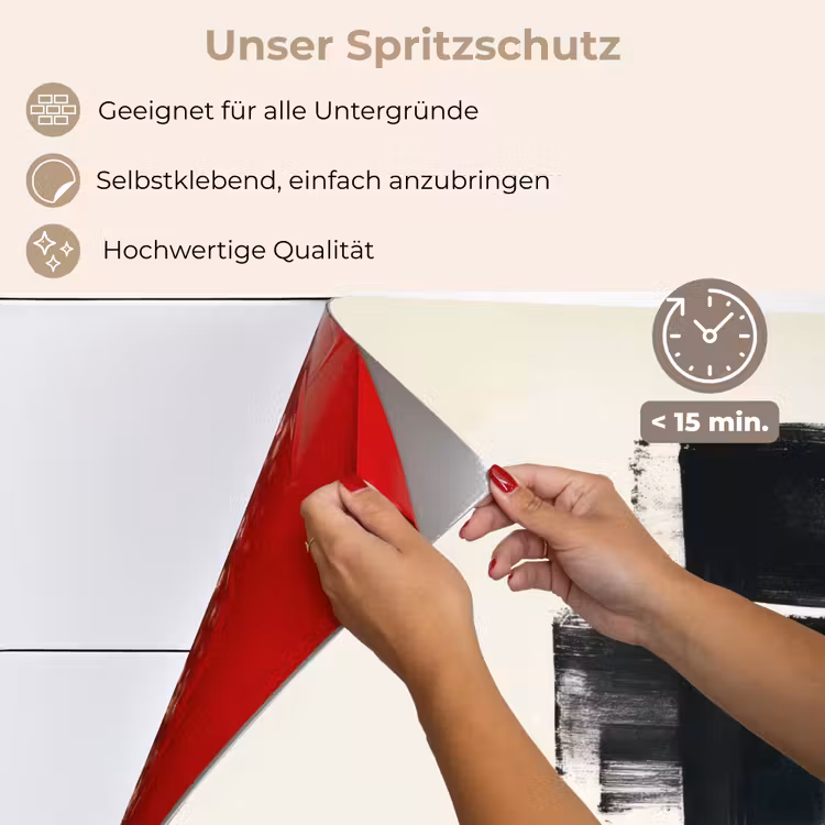 Rechthoeken - Penseelstreken - Abstract - Zwart keuken achterwand spatscherm klein -spatscherm_DE