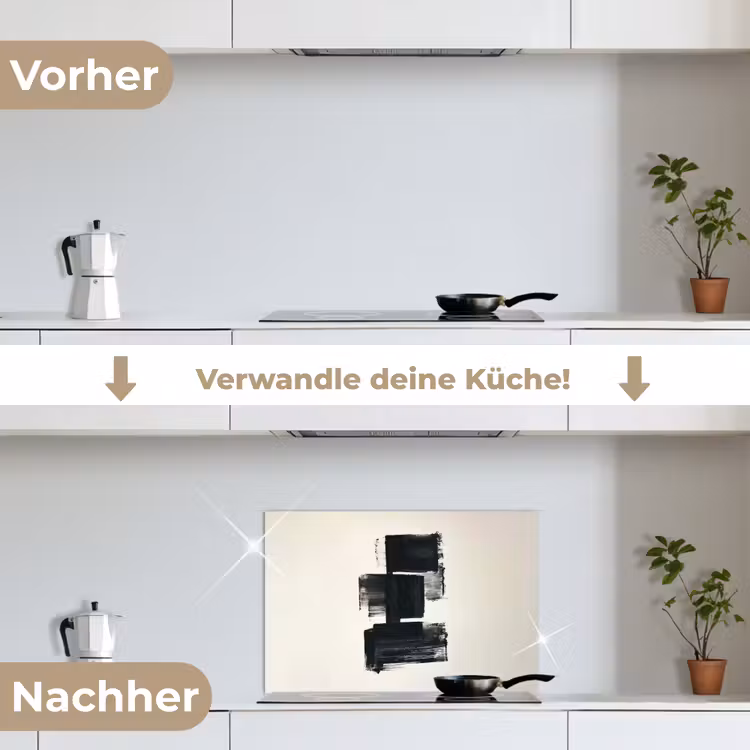 Rechthoeken - Penseelstreken - Abstract - Zwart keuken achterwand spatscherm klein -voor_na_DE