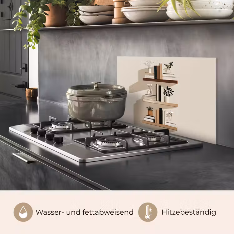 Plankjes - Boeken - Vaasjes - Planten keuken achterwand spatscherm klein -usp_DE