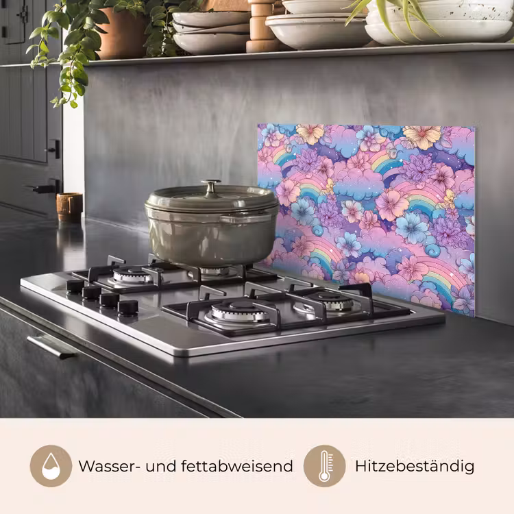 Regenbogen - Bloemen - Kleurrijk - Wolken keuken achterwand spatscherm klein -usp_DE
