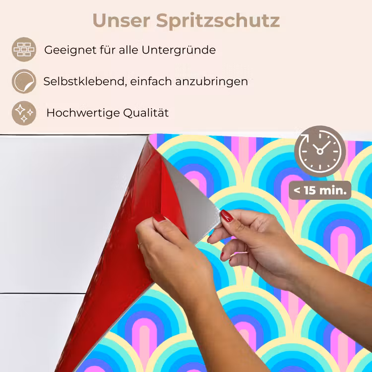 Regenbogen - Waaier - Vrolijk keuken achterwand spatscherm klein 900 -spatscherm_DE